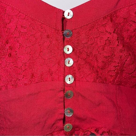Free People Here I Go Lace Brami Red XS - Picture 5 of 7